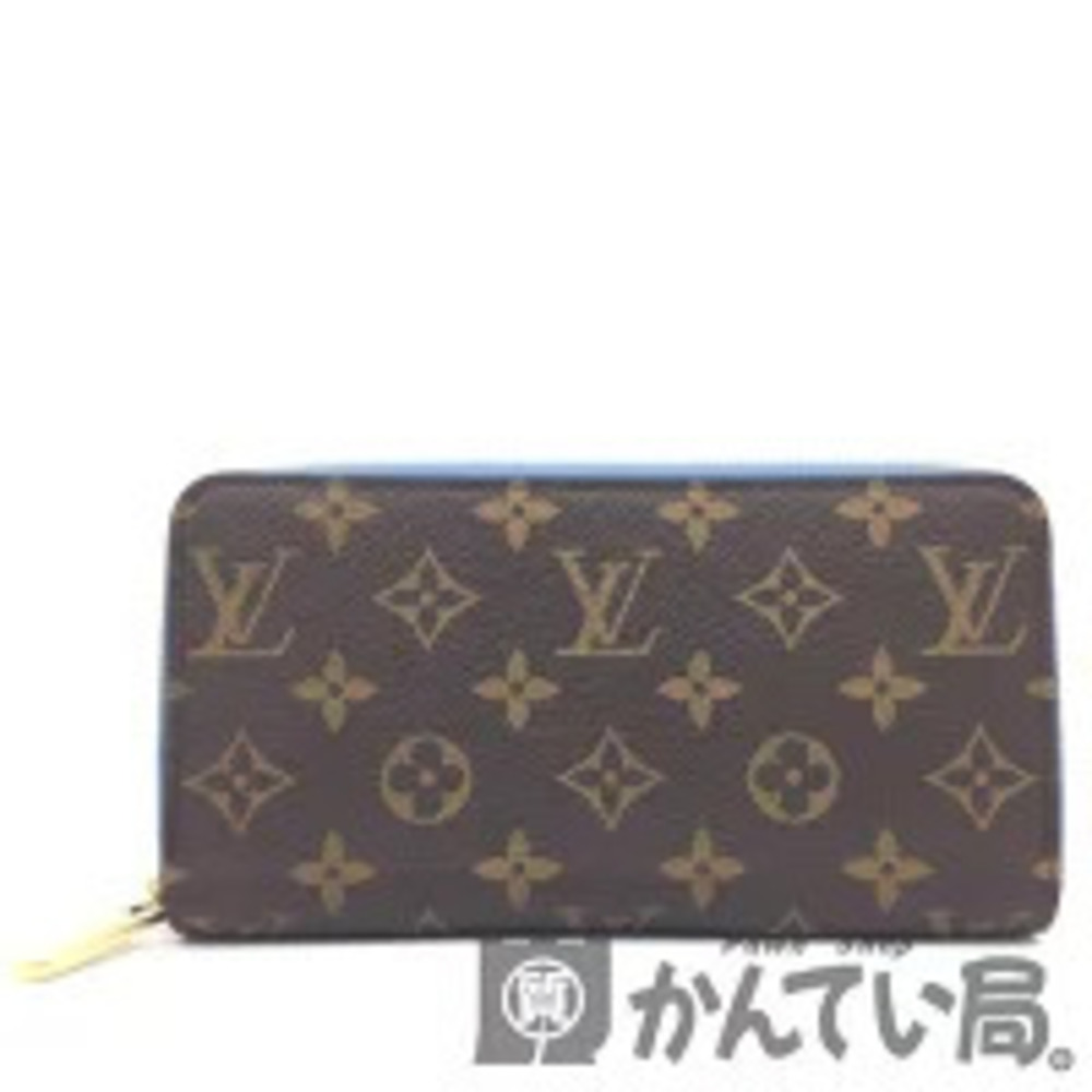 LOUIS VUITTON Zippy Wallet Blue Jean Monogram Round Zipper Long